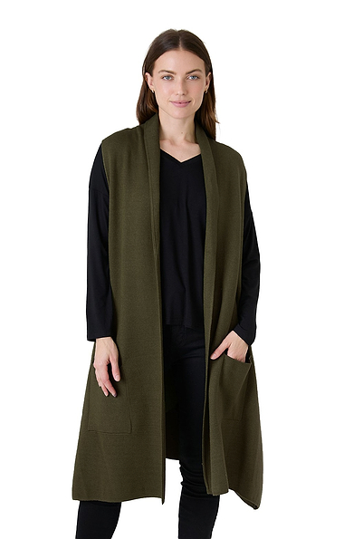 Ladies Soft Feel Doubleknit Roll Collar Gilet