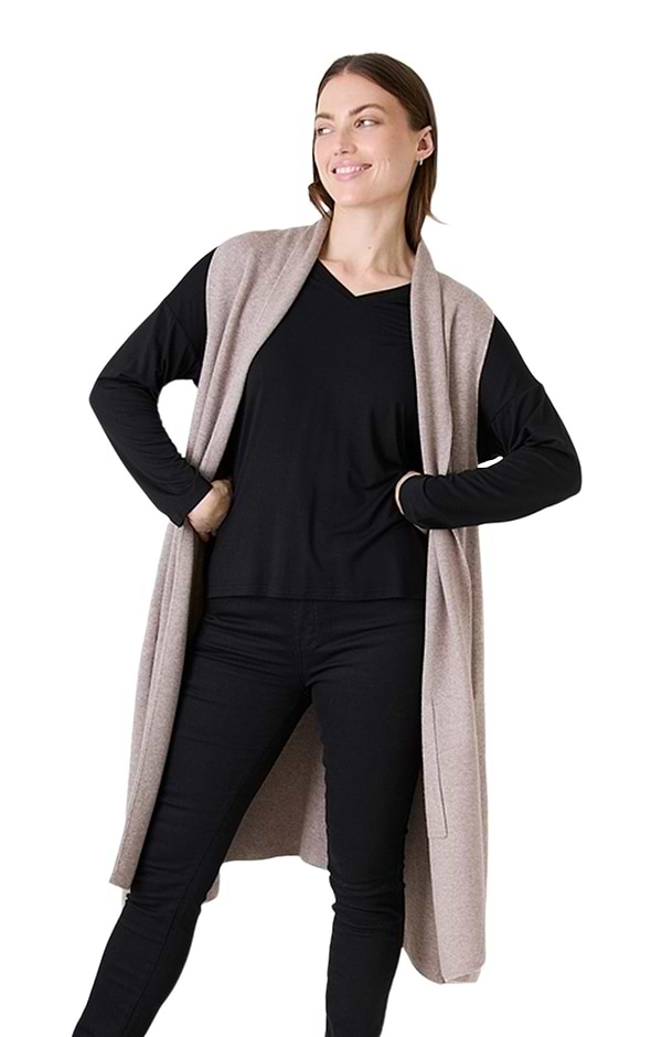 Soft Feel Doubleknit Roll Collar Gilet