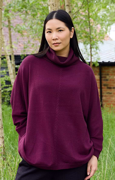 Ladies Soft Feel Mini Cable Roll Neck Jumper