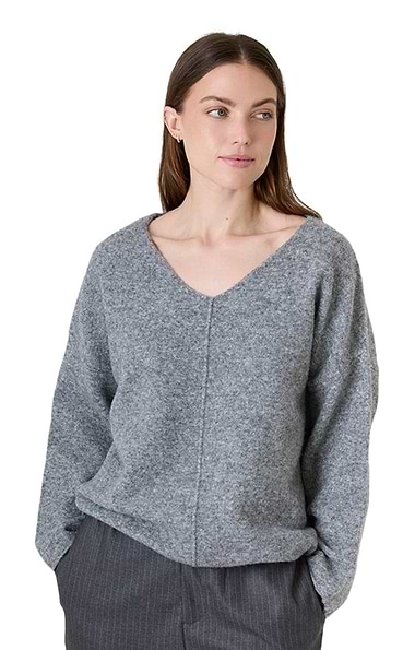 Soft Tweed V-Neck Seam Detail Jumper