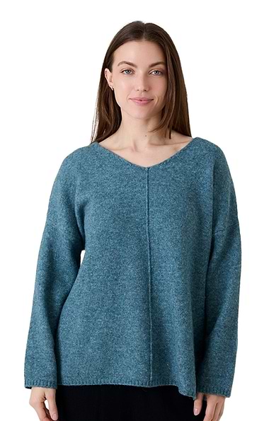 Soft Tweed V-Neck Seam Detail Jumper