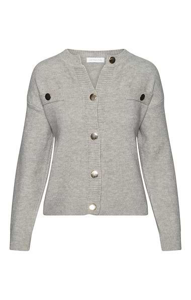 Ladies Boxy Cardigan with Oversized Buttons