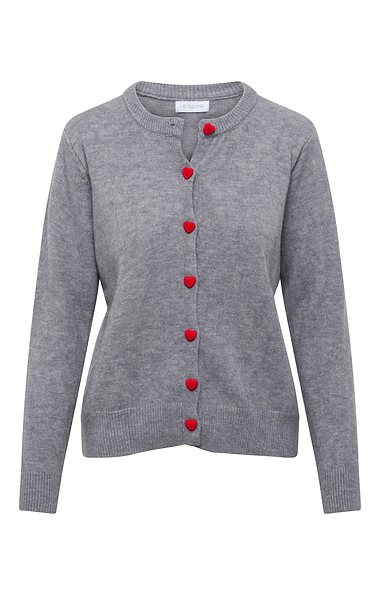 Ladies 3D Heart Button Cardigan