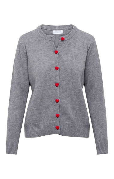 Ladies 3D Heart Button Cardigan