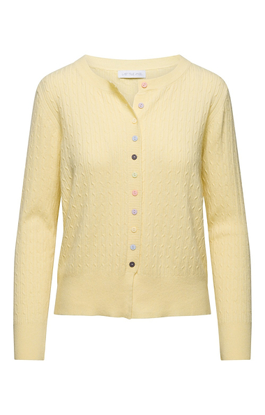 Ladies Fine Cable Knit Cardigan with Multicolour Buttons