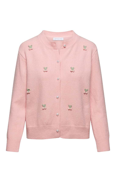 Ladies Cherry Applique Cardigan