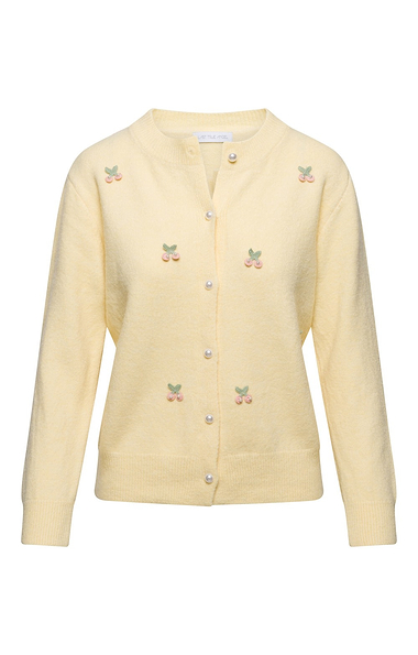 Ladies Cherry Applique Cardigan