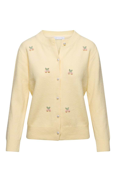 Ladies Cherry Applique Cardigan