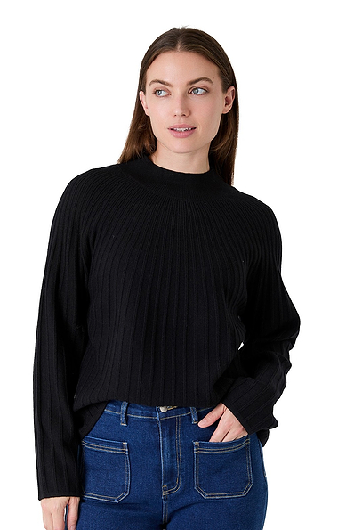 Ladies Knitted Rib Turtle Neck Jumper