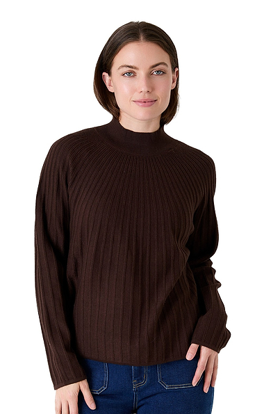 Ladies Knitted Rib Turtle Neck Jumper