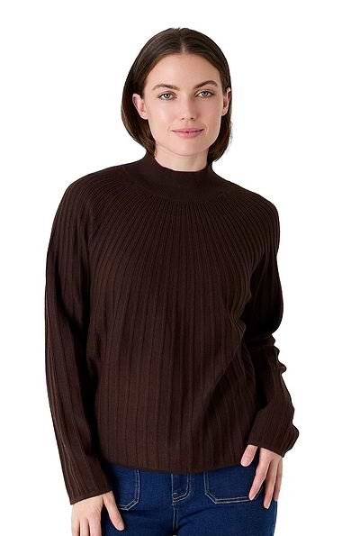 Ladies Knitted Rib Turtle Neck Jumper