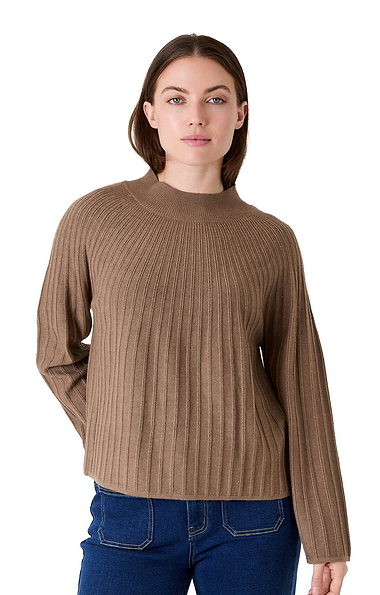 Ladies Knitted Rib Turtle Neck Jumper