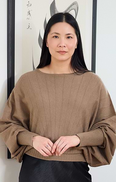 Ladies Knitted Rib Batwing Jumper