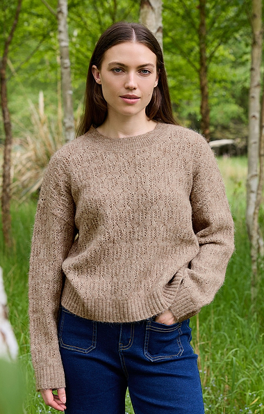 Ladies Pointelle Knitted Turtle Neck Jumper