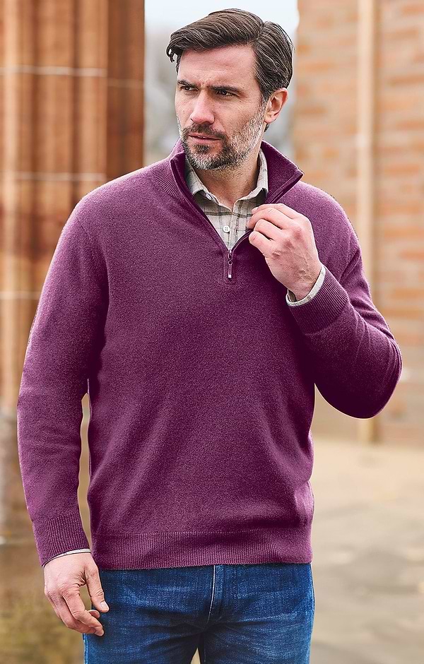 Men's Cashmere T-Zip
