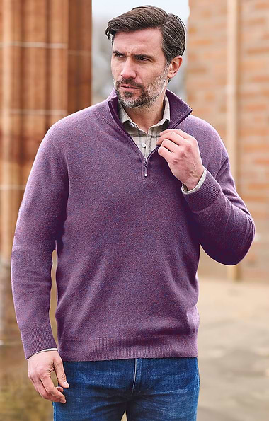 Men's Cashmere T-Zip