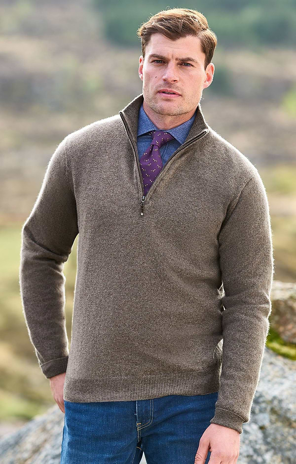 Men's Cashmere T-Zip