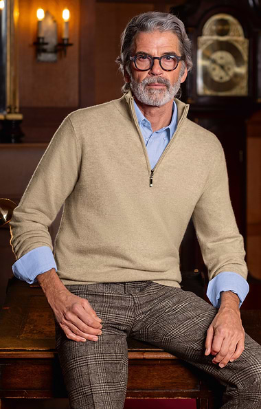 Men's Cashmere T-Zip