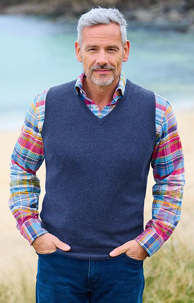 Men's V Neck Cashmere Slipover