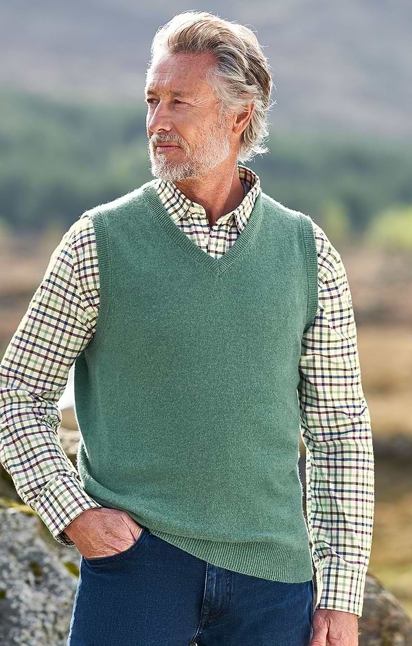 Men's V Neck Cashmere Slipover