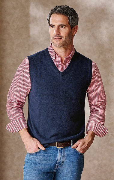 Men's V Neck Cashmere Slipover