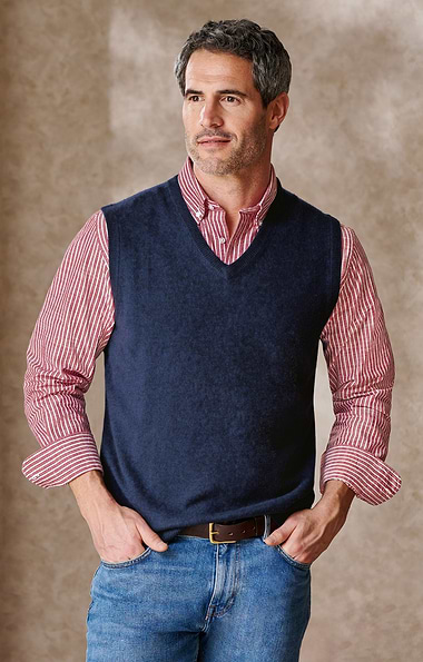 Men's V Neck Cashmere Slipover