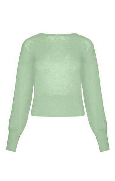 Ladies Gauzy Cashmere Balloon Sleeve Sweater