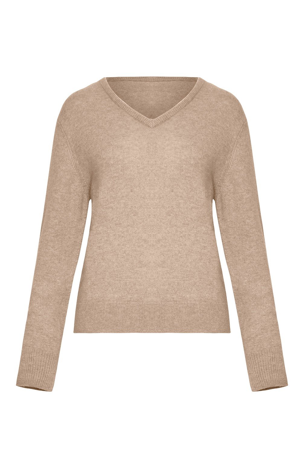Ladies Cashmere 3-Ply V Neck, Natural House of Bruar