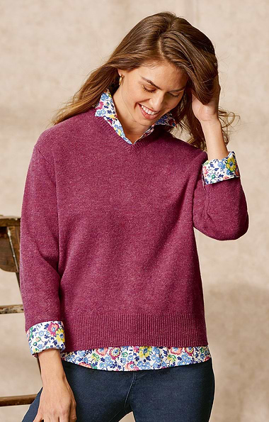 Ladies 3-Ply Cashmere V Neck
