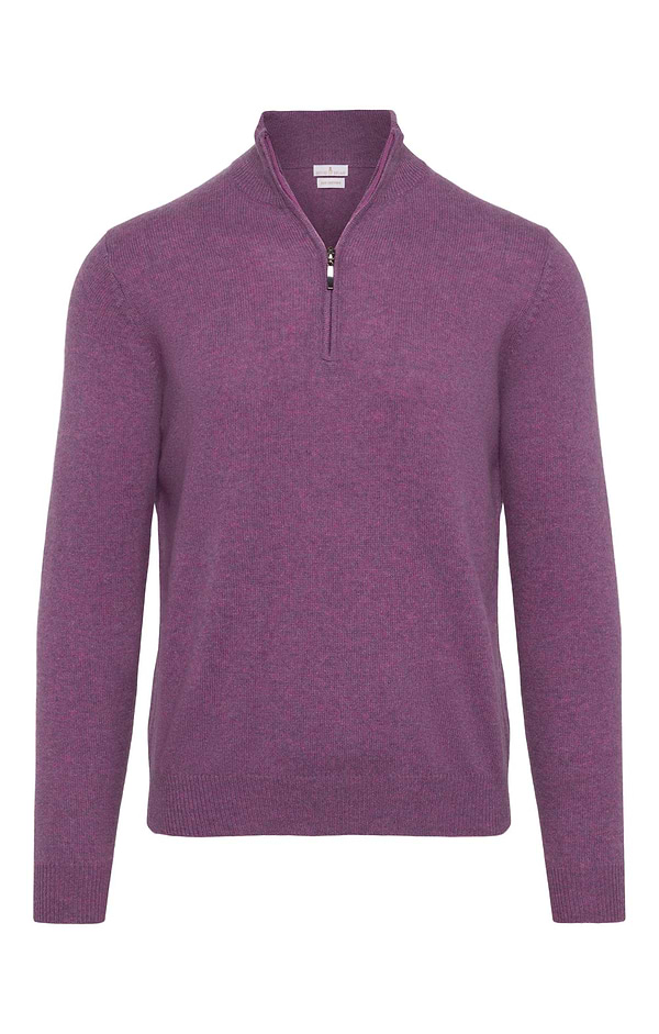 Men's 3 Ply Cashmere T-Zip Sweater