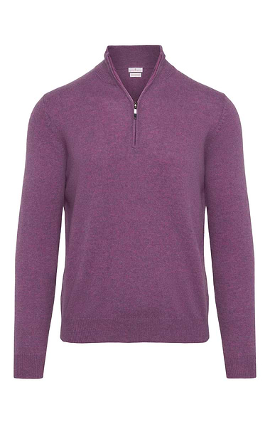Men's 3 Ply Cashmere T-Zip Sweater