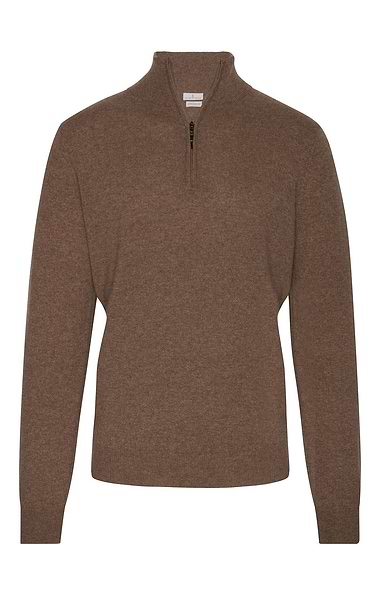 Men's 3 Ply Cashmere T-Zip Sweater