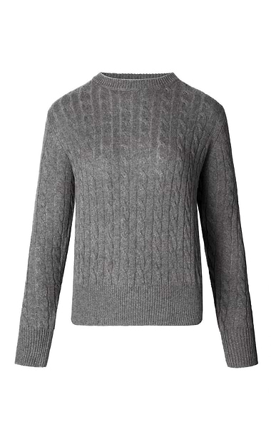 Ladies Cashmere Cable Crew Neck