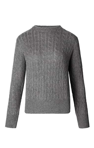 Ladies Cashmere Cable Crew Neck