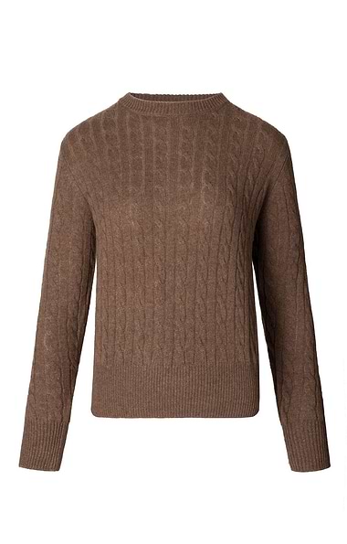 Ladies Cashmere Cable Crew Neck