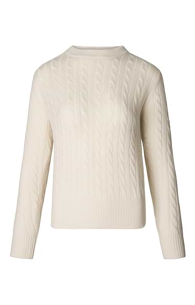 Ladies Cashmere Cable Crew Neck