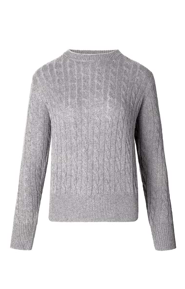 Ladies Cashmere Cable Crew Neck