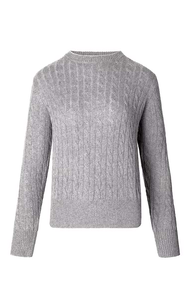 Ladies Cashmere Cable Crew Neck