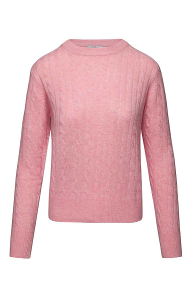 Ladies Cashmere Cable Crew Neck