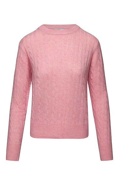 Ladies Cashmere Cable Crew Neck
