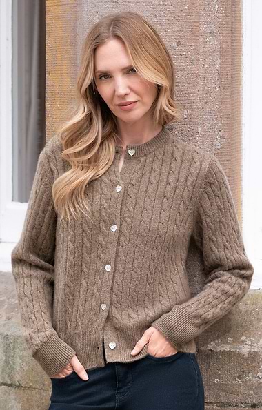 Ladies Cashmere Cable Cardigan