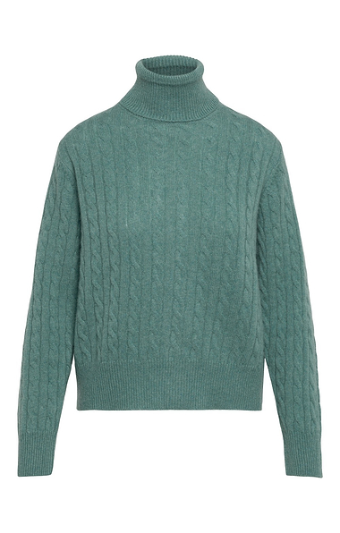 Ladies Cashmere Cable Roll Neck