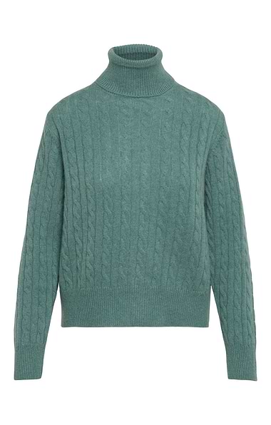 Ladies Cashmere Cable Roll Neck