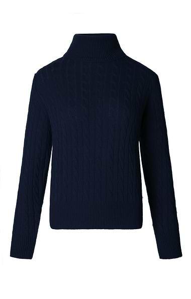 Ladies Cashmere Cable Roll Neck