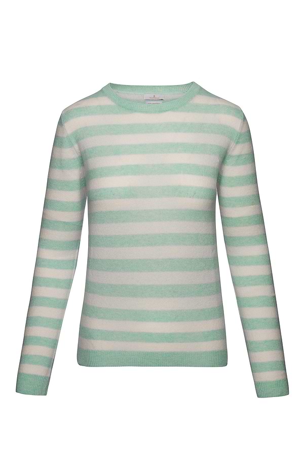 Ladies Cashmere Striped Crew-Neck Jumper