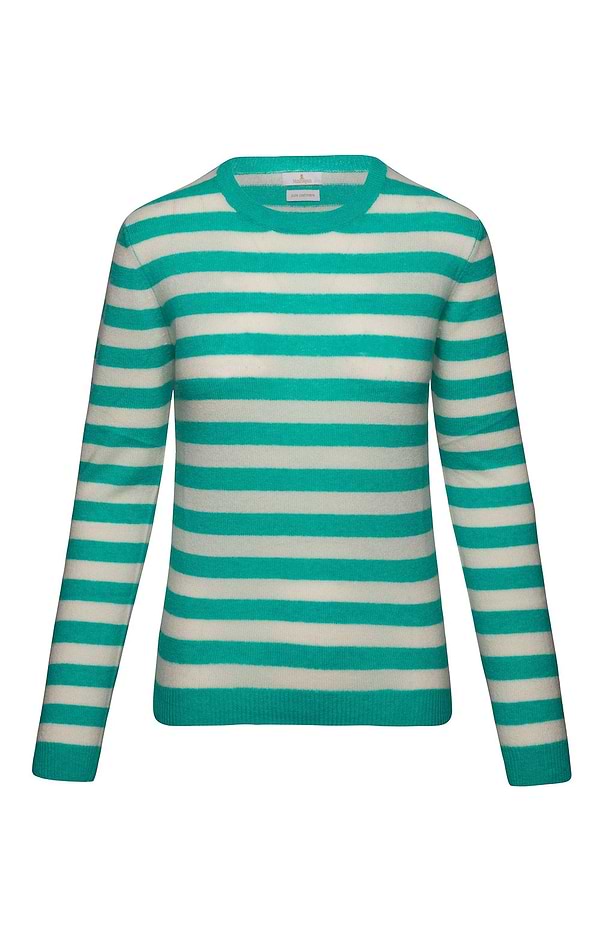 Ladies Cashmere Striped Crew-Neck Jumper