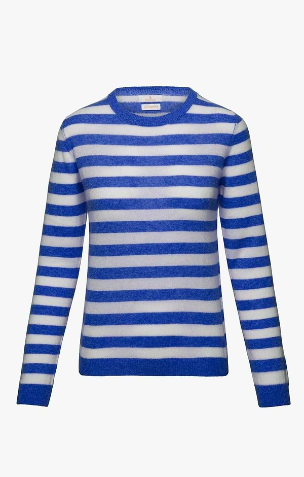 Ladies Cashmere Striped Crew-Neck Jumper