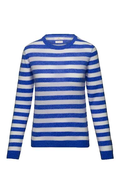 Ladies Cashmere Striped Crew-Neck Jumper