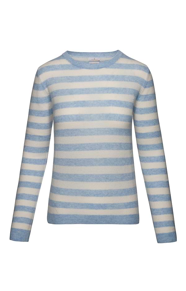 Ladies Cashmere Striped Crew-Neck Jumper