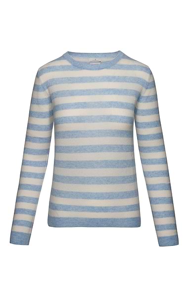 Ladies Cashmere Striped Crew-Neck Jumper